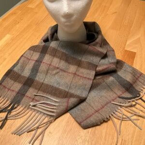 Erdos 100% Cashmere Unisex Plaid Fringed Scarf Excellent Soft